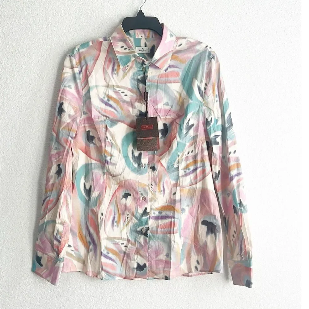 ETRO Milano Printed Button Front Shirt, NWT, Size 46 - Picture 7 of 15